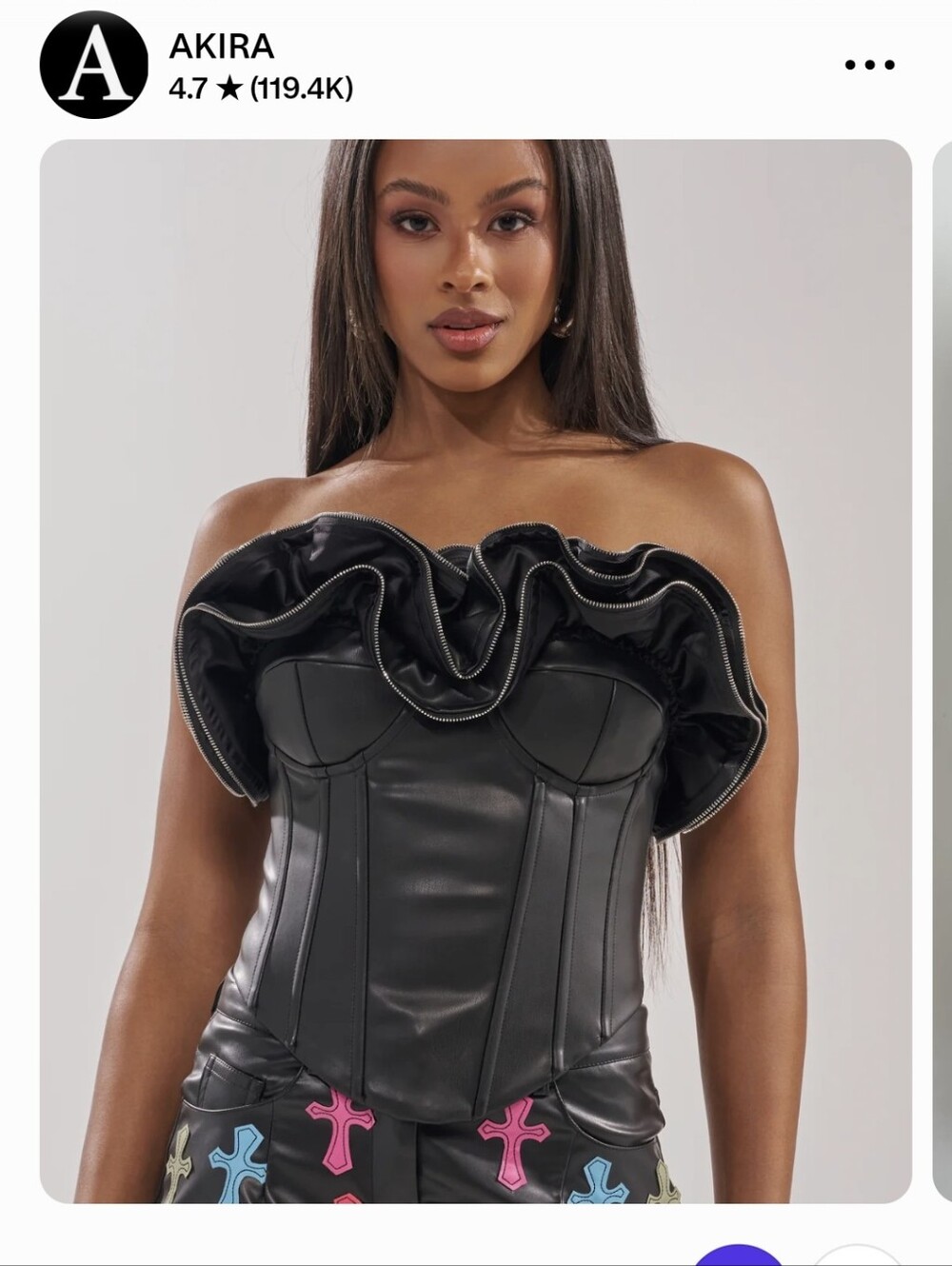 Black Strapless Ruffle One-Piece Bodysuit